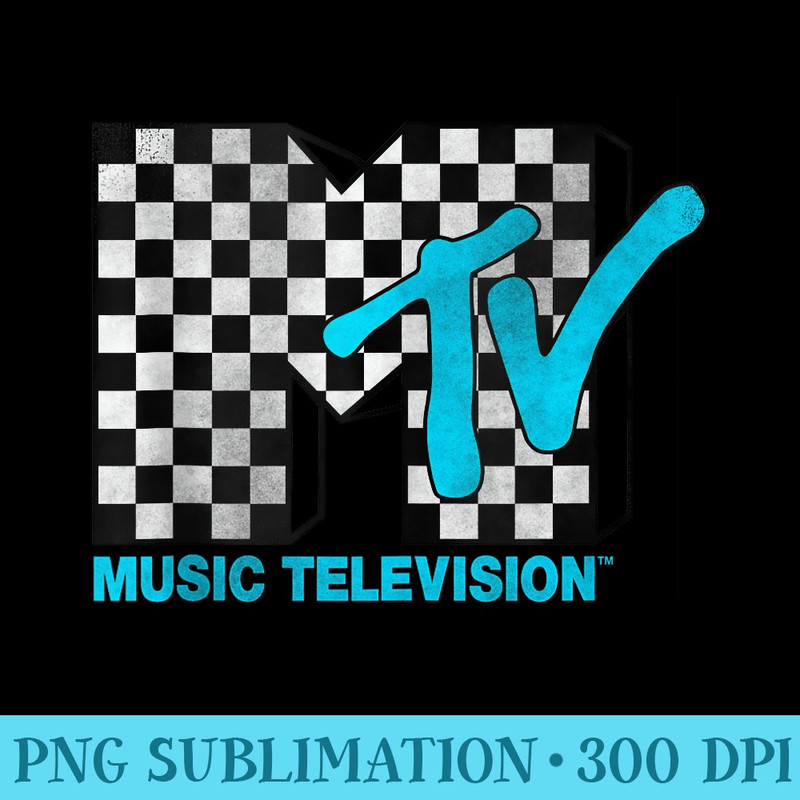 MTV Logo Checkered Light Blue - Exclusive PNG designs - Instant Access To Downloadable Files