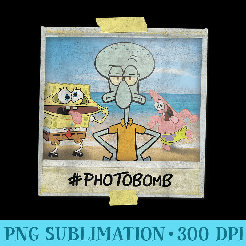 Spongebob SquarePants Squidward Photobomb Polaroid - PNG Download Illustration - Versatile And Customizable Designs