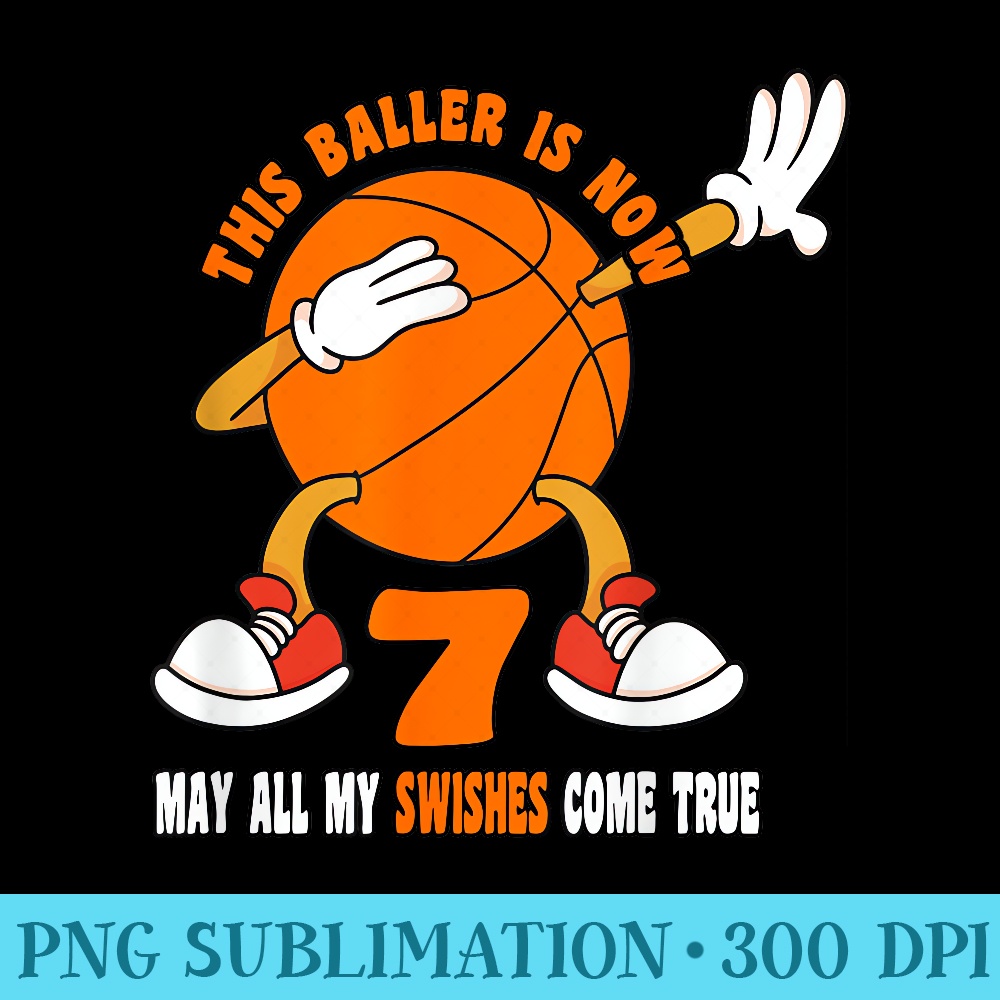 7 Year Old Happy 7th Birthday Basketball 7th Birthday - Shirt Design PNG - Trendsetting And Modern Collections