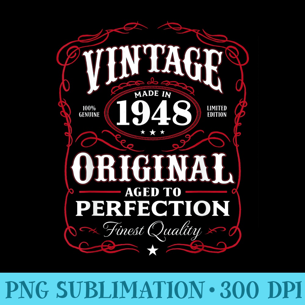 Vintage Made In 1948 T 70th Birthday - PNG Download Button - Eco Friendly And Sustainable Digital Products