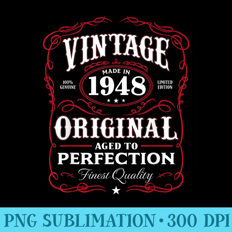 Vintage Made In 1948 T 70th Birthday - PNG Download Button - Eco Friendly And Sustainable Digital Products