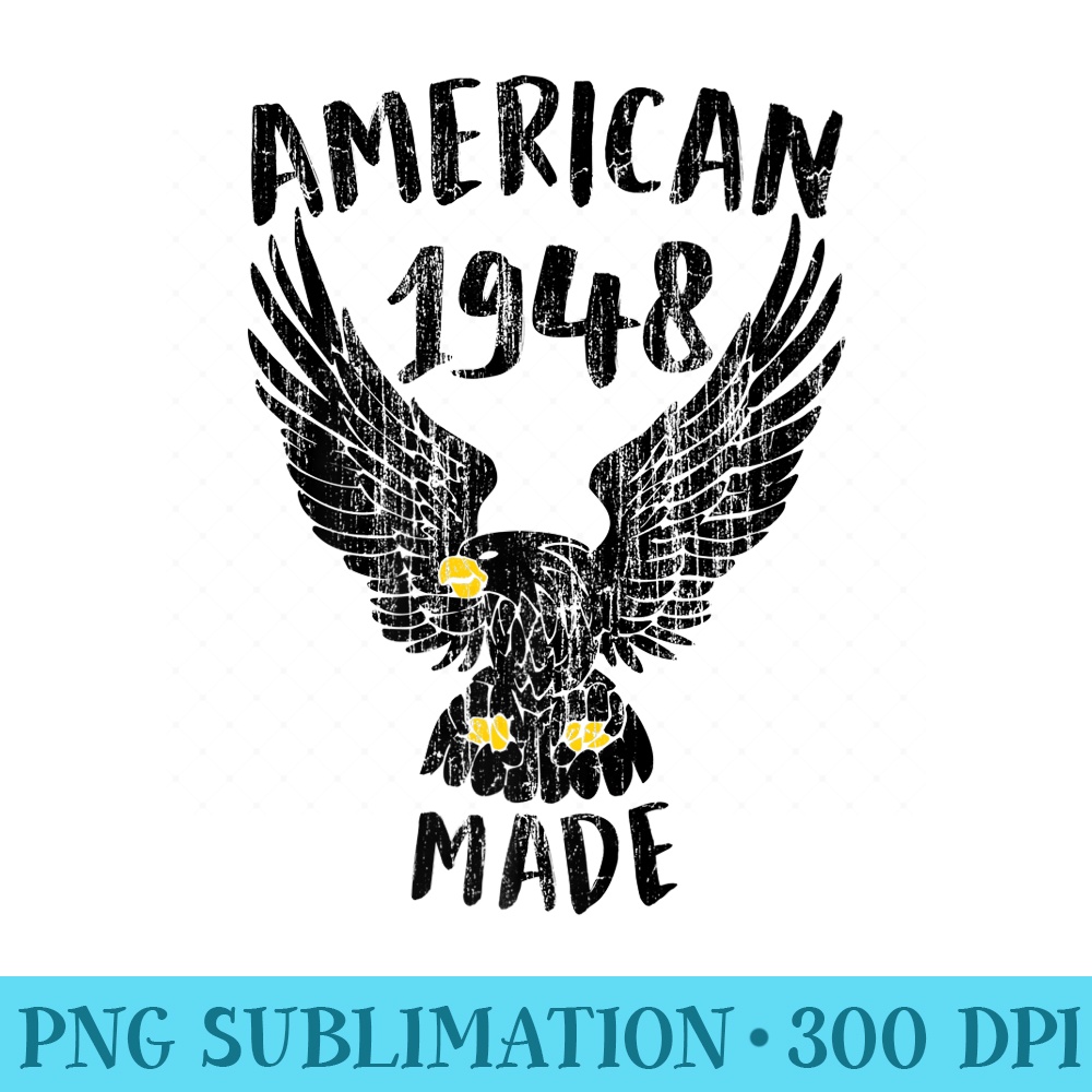 Vintage Made In 1948 T 70th Birthday - Sublimation templates PNG - Bring Your Designs to Life