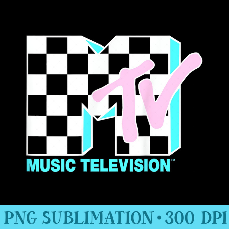 MTV Neon Checkered Logo Graphic T - Transparent Shirt Design - Transform Your Sublimation Creations
