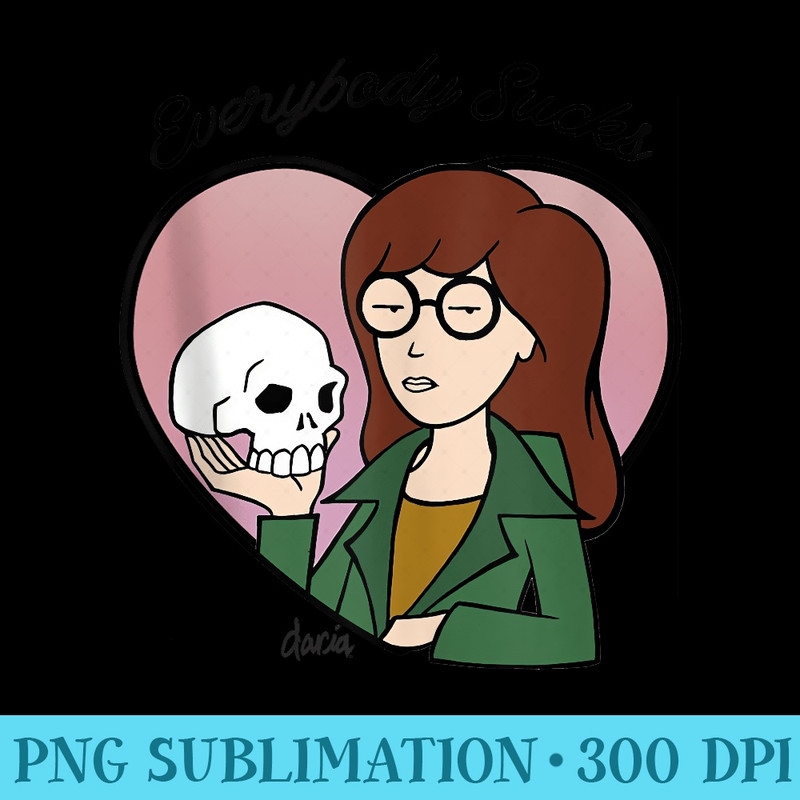 Daria Everybody Sucks Macbeth Skull Heart Full Color Logo - High Resolution Shirt PNG - Perfect for Sublimation Mastery