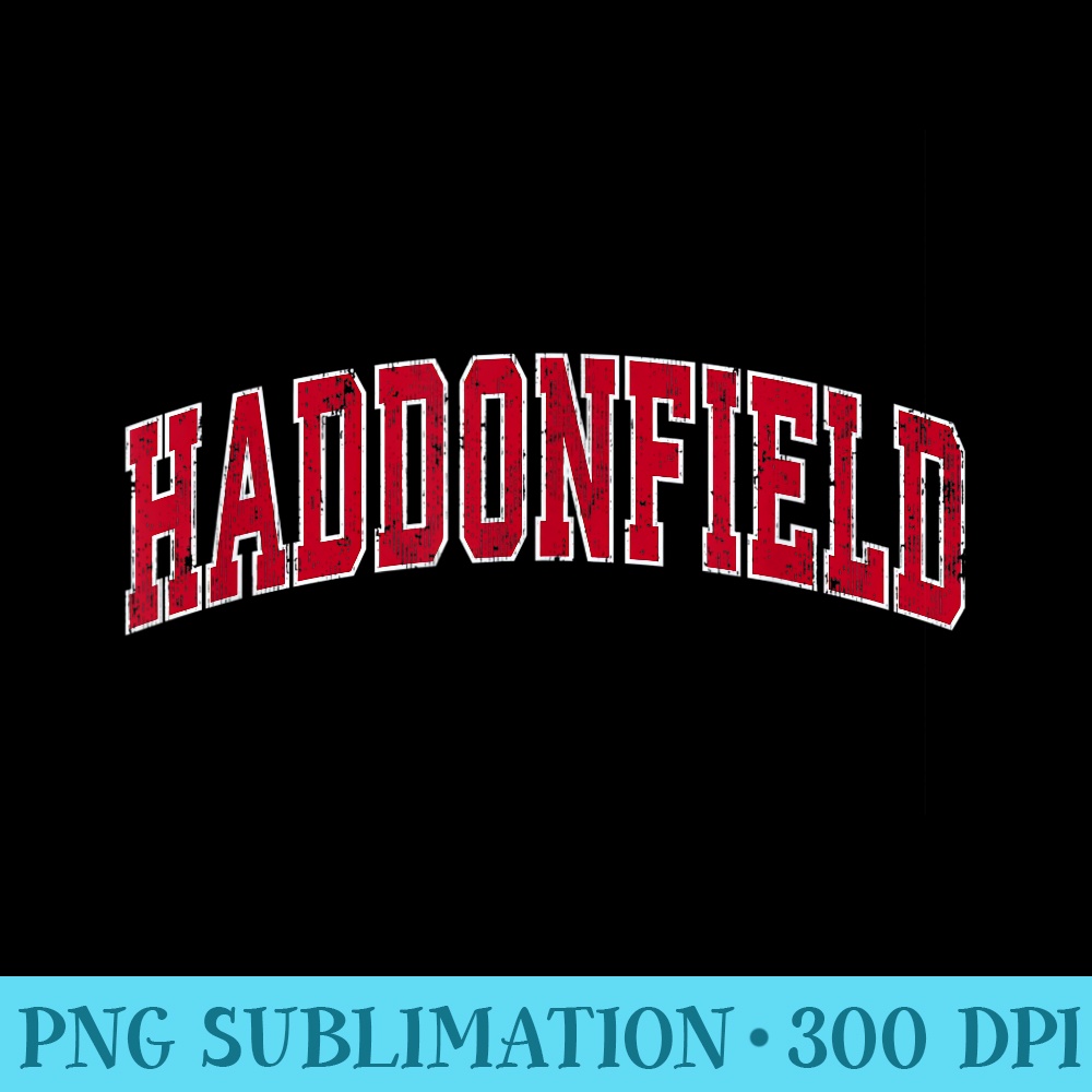 Haddonfield New Jersey NJ Vintage Sports Design Red Design - Shirt Design PNG - Unique And Exclusive Designs