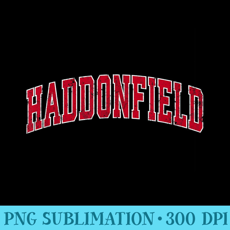 Haddonfield New Jersey NJ Vintage Sports Design Red Design - Shirt Design PNG - Unique And Exclusive Designs