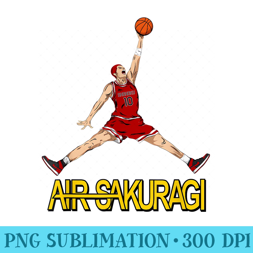 Air Sakuragi Anime Style Basketball Design - PNG Download Vector - Instantly Transform Your Sublimation Projects