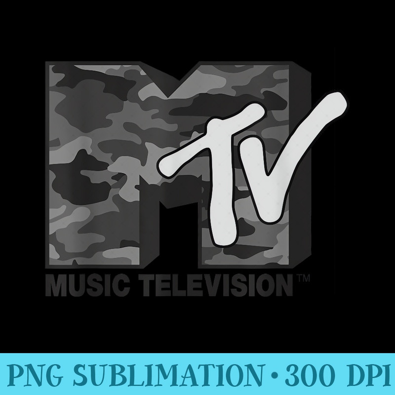 Classic MTV Logo Grey Army Print - Sublimation clipart PNG - Unleash Your Inner Rebellion
