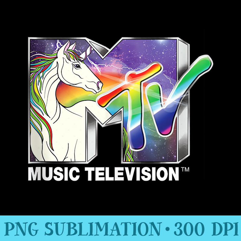 Mtv Logo With A Unicorn And Rainbow Color Treatment - Unique PNG Artwork - Unleash Your Creativity