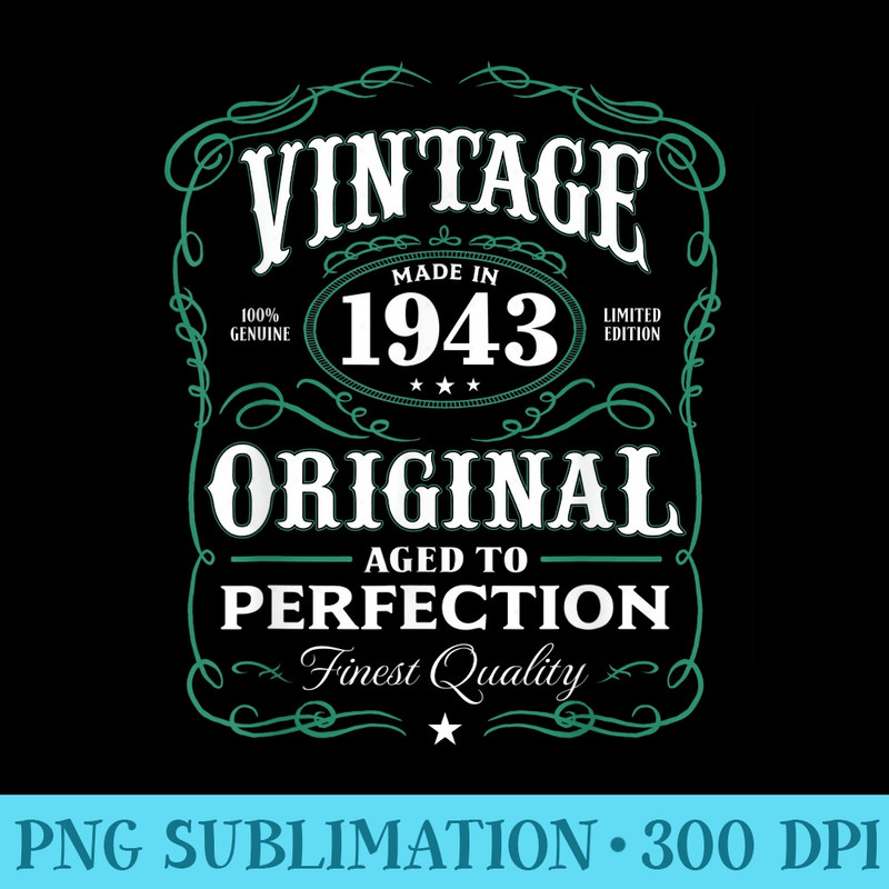 Vintage Made In 1943 T 75th Birthday - Sublimation images PNG download - Limited Edition And Exclusive Designs