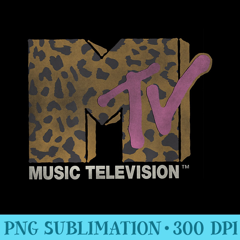 MTV Music Television Leopard Pattern Distressed Classic Logo - Transparent Shirt Design - Transform Your Sublimation Creations