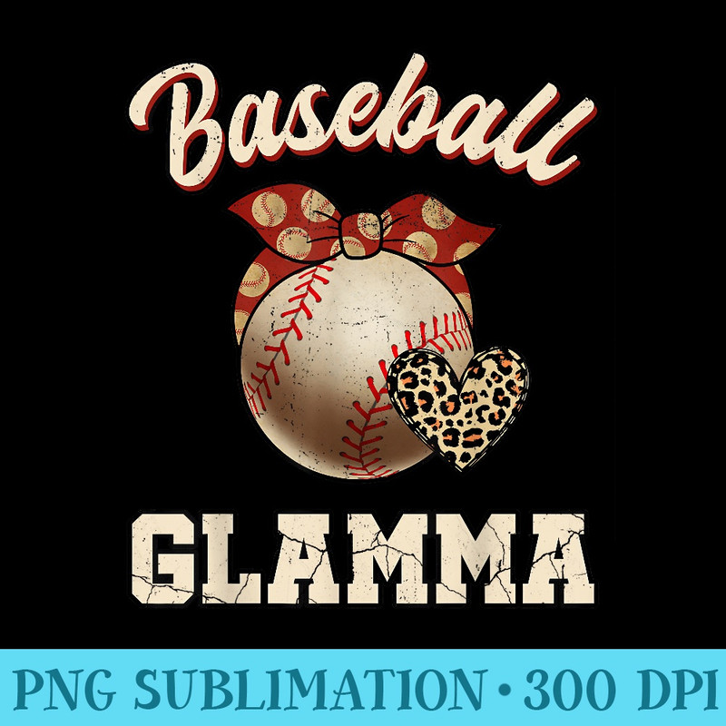 Baseball Glamma Bandana Leopard Heart Fans Mothers Day - High resolution PNG download - Create with Confidence