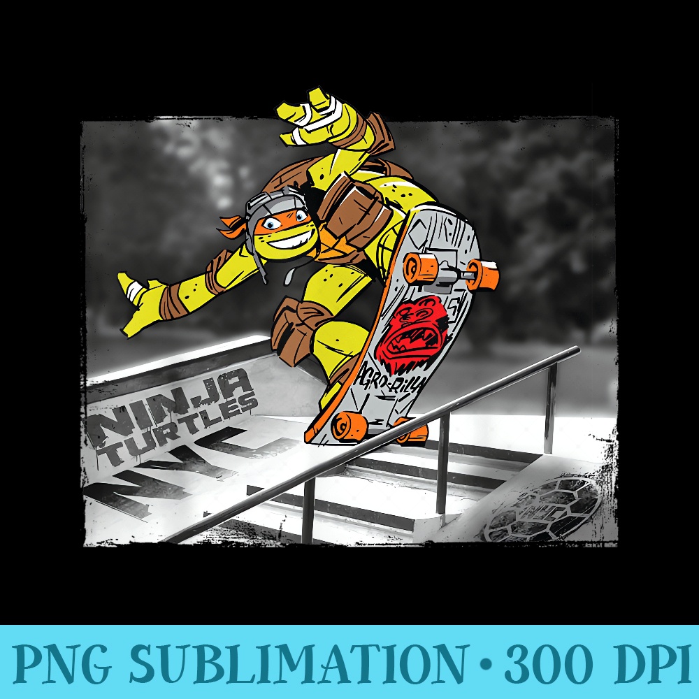 nage Mutant Ninja Turtles Michelangelo Shredding T - PNG Download Transparent Background - Perfect for Sublimation Mastery