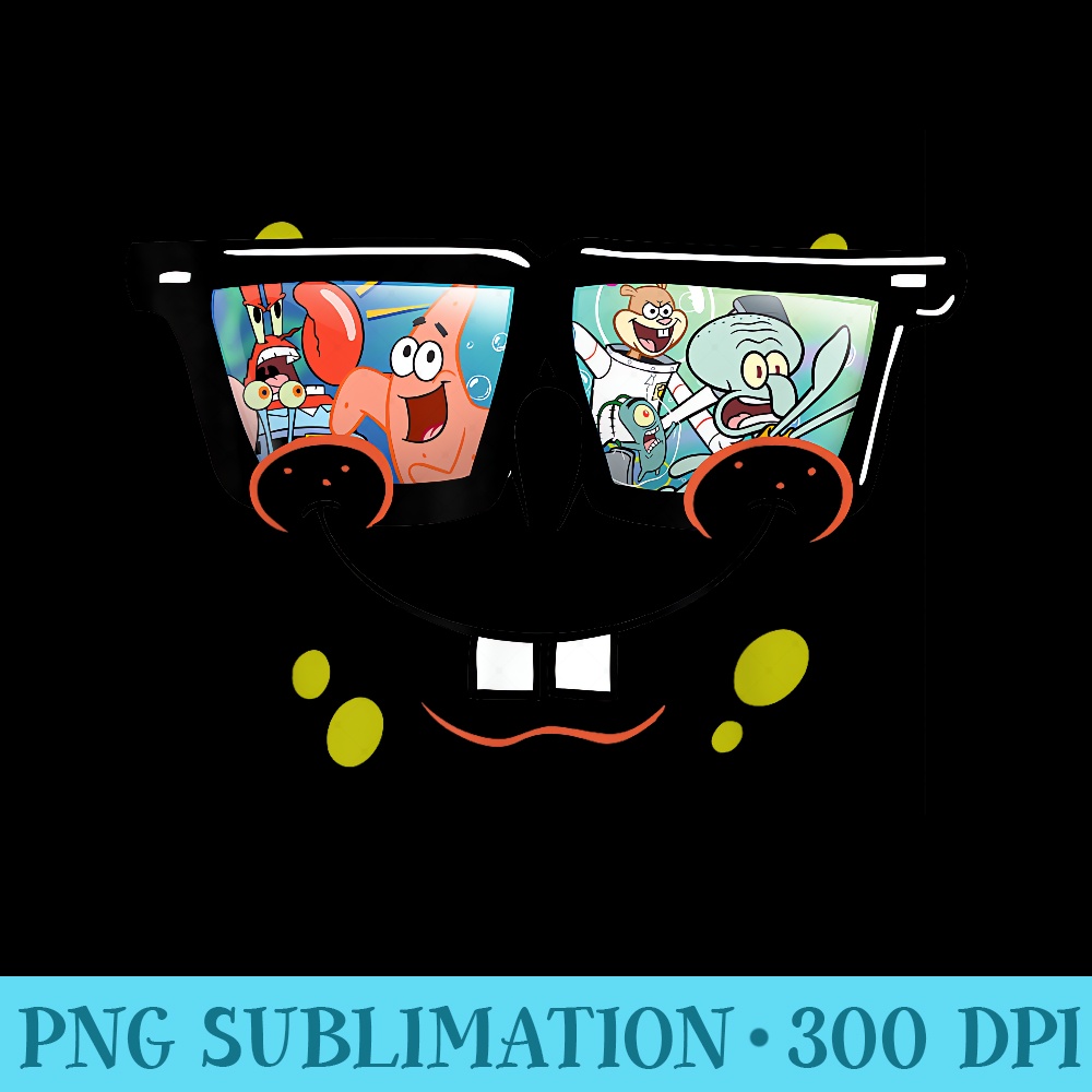 Spongebob SquarePants Sunglasses Reflection T - Trendy PNG Designs - High Resolution And Print-Ready Designs