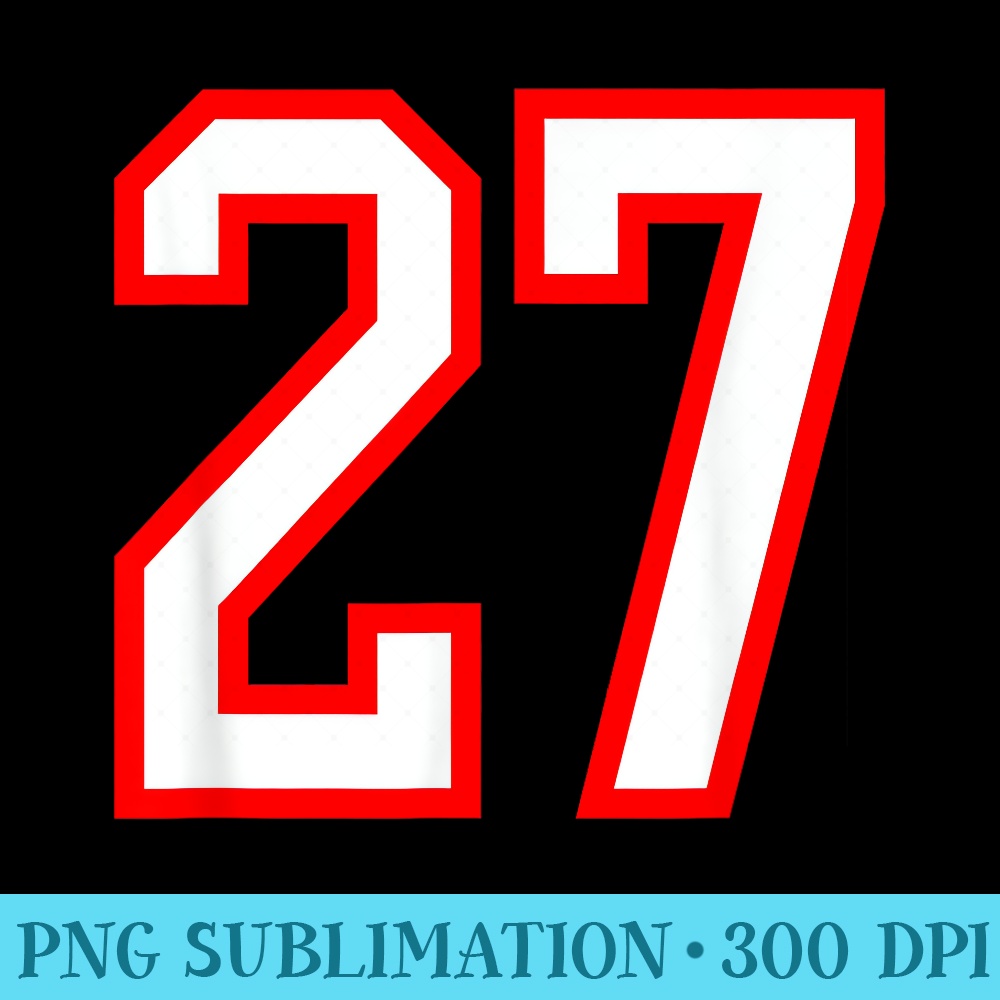 Number 27 White Red Sports Jersey Birthday Lucky Number - Sublimation images PNG download - Unleash Your Creativity