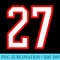 Number 27 White Red Sports Jersey Birthday Lucky Number - Sublimation images PNG download - Unleash Your Creativity