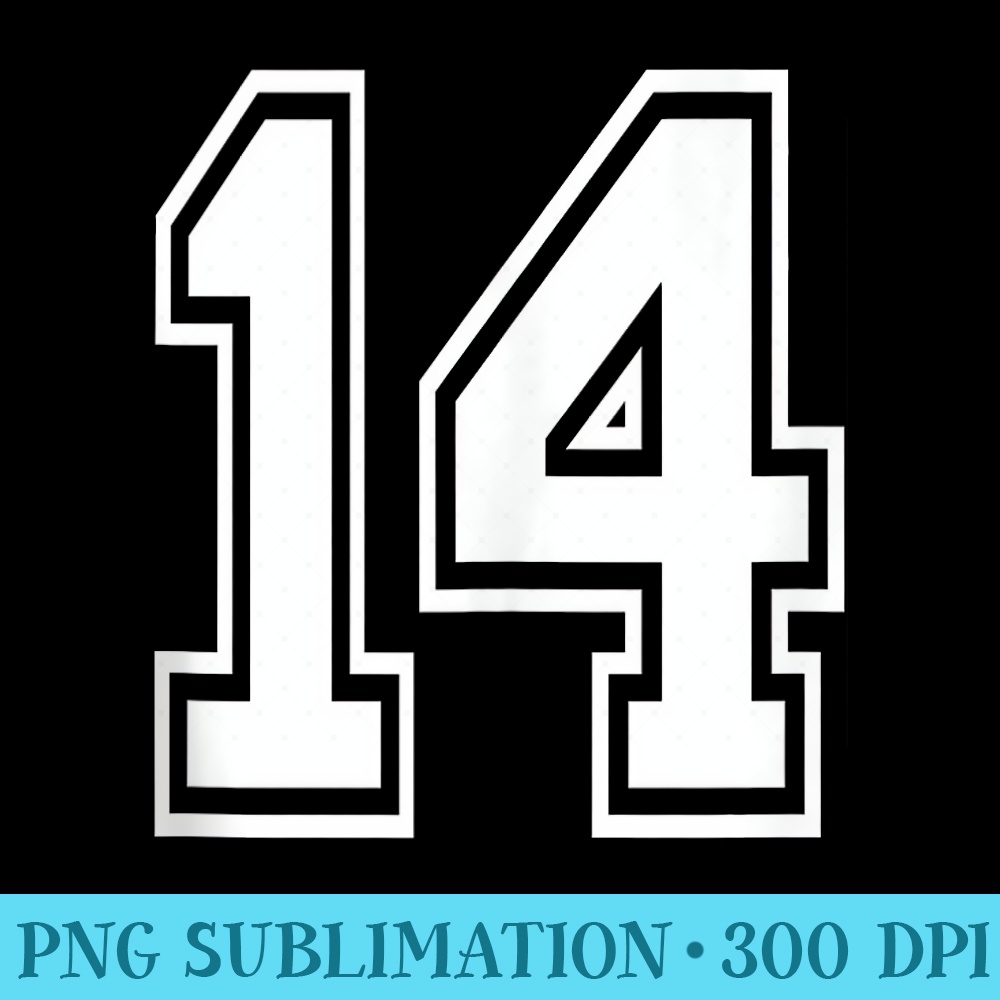 14 Numbered College Sports Team white front back - Shirt Artwork Download - Instant Access To Downloadable Files