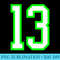Sports Team Jersey 13 White Lime Jersey Number - Stylish Shirt PNG - Capture Imagination with Every Detail