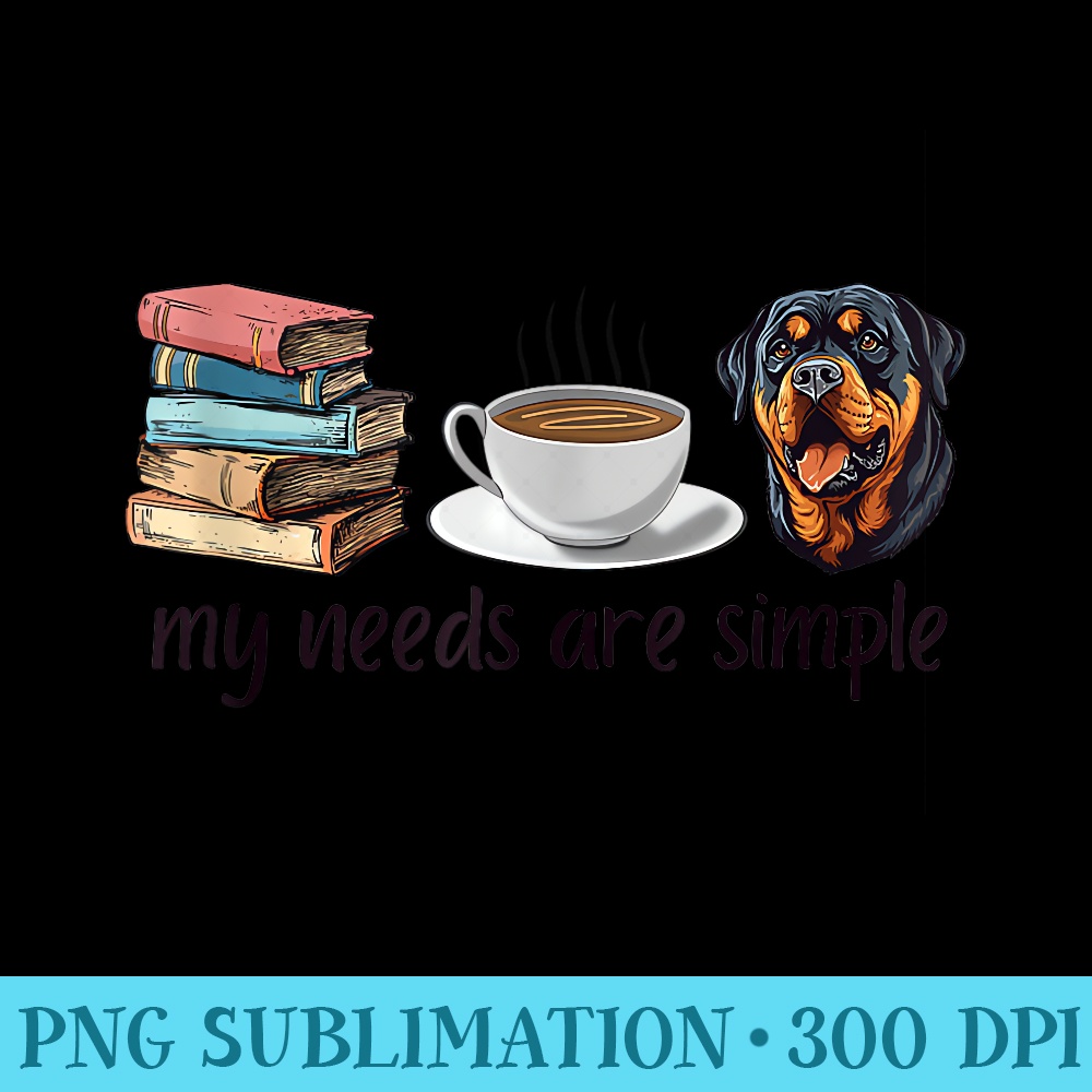 Book Coffee Rottweiler Dog Lover Book Coffee Rottweiler - High resolution PNG download - Spice Up Your Sublimation Projects