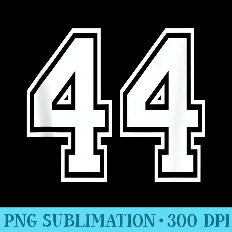 44 Numbered College Sports Team white front back - PNG Download High Quality - Create with Confidence
