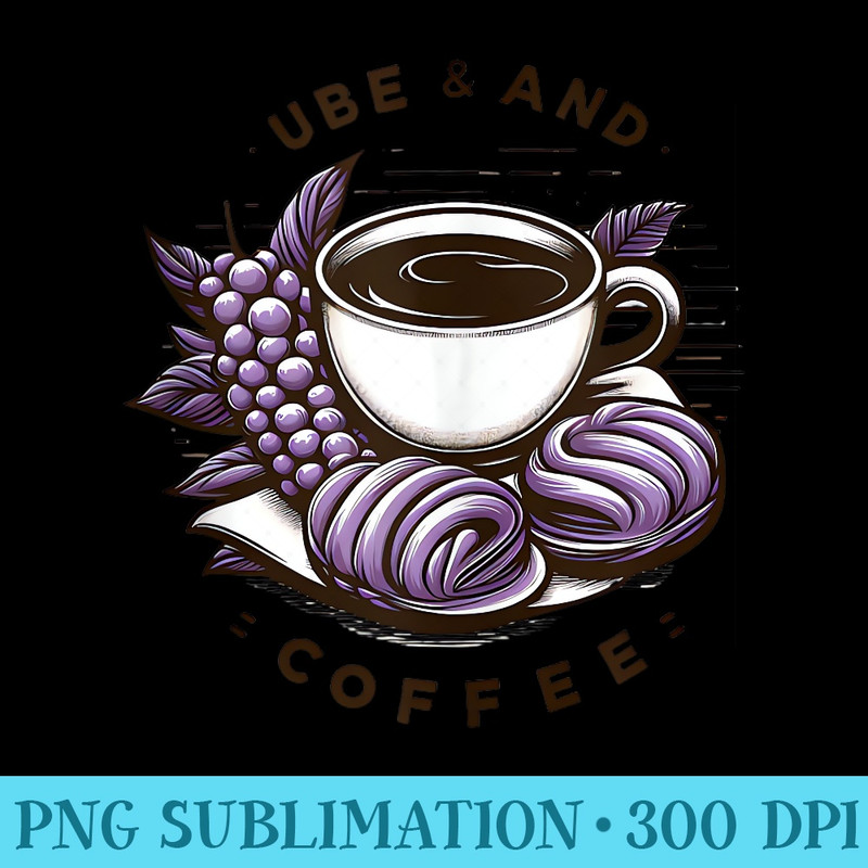 Elegant Ube and Coffee Minimalist Funny yam - PNG Download Illustration - Unlock Vibrant Sublimation Designs