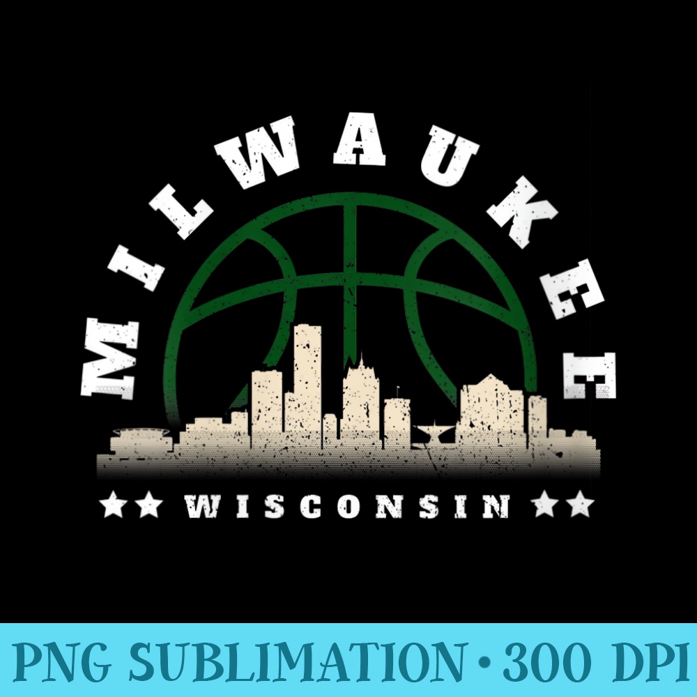 Womens Milwaukee Wisconsin Vintage Basketball Cityscape T - High Resolution PNG Download - Fashionable and Fearless