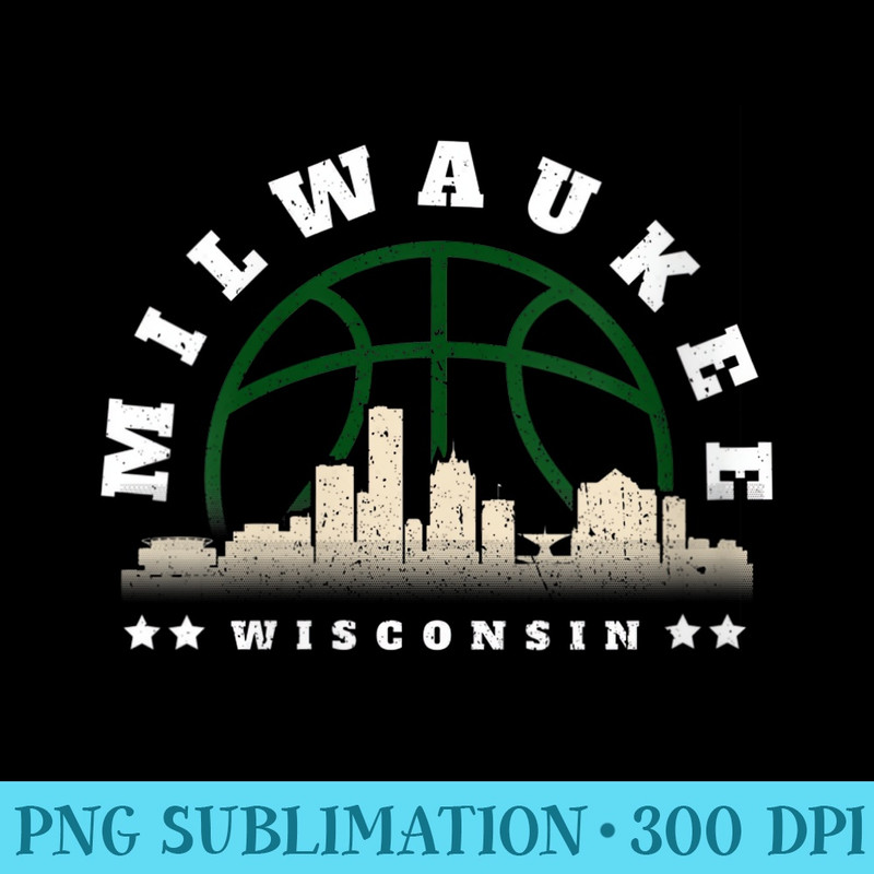 Womens Milwaukee Wisconsin Vintage Basketball Cityscape T - High Resolution PNG Download - Fashionable and Fearless