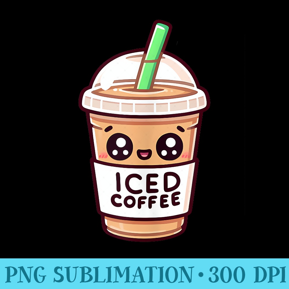 Iced Coffee Kawaii Coffee Lover - PNG Download Button - Limited Edition And Exclusive Designs
