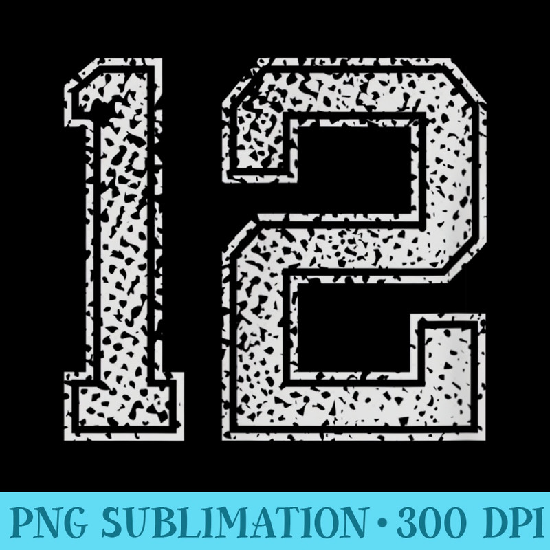 Number 12 T Numbered retro Style Birthday - PNG Download Source - Unlock Vibrant Sublimation Designs