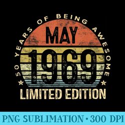 born may 1969 limited edition t 50th birthday - high quality png files
