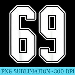 69 white outline number 69 sports fan jersey style - png image download