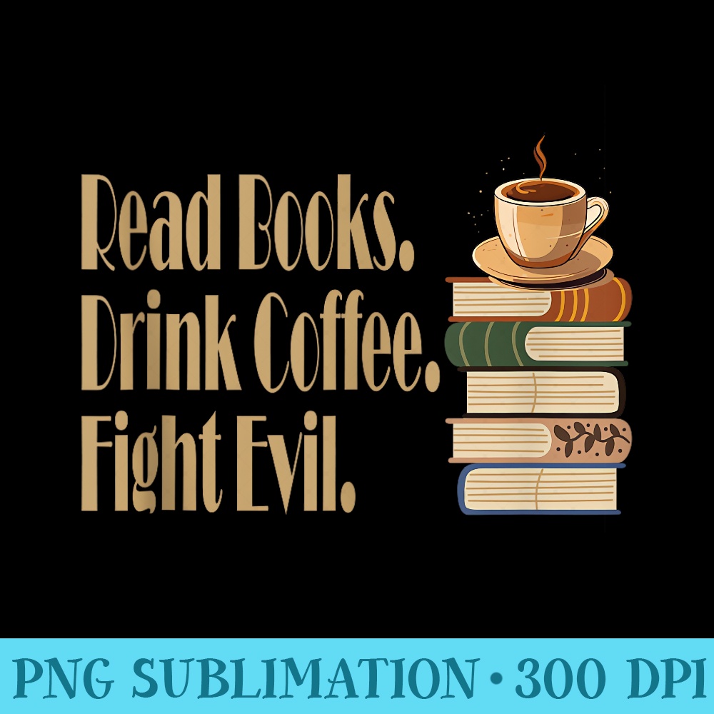 Funny Read Books. Drink Coffee. Fight Evil. Funny Reading - Sublimation printables PNG download - Revolutionize Your Designs