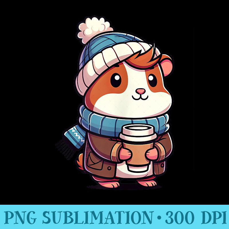 Guinea Pig Winter Pet Funny Coffee - Shirt Artwork PNG - Trendsetting And Modern Collections