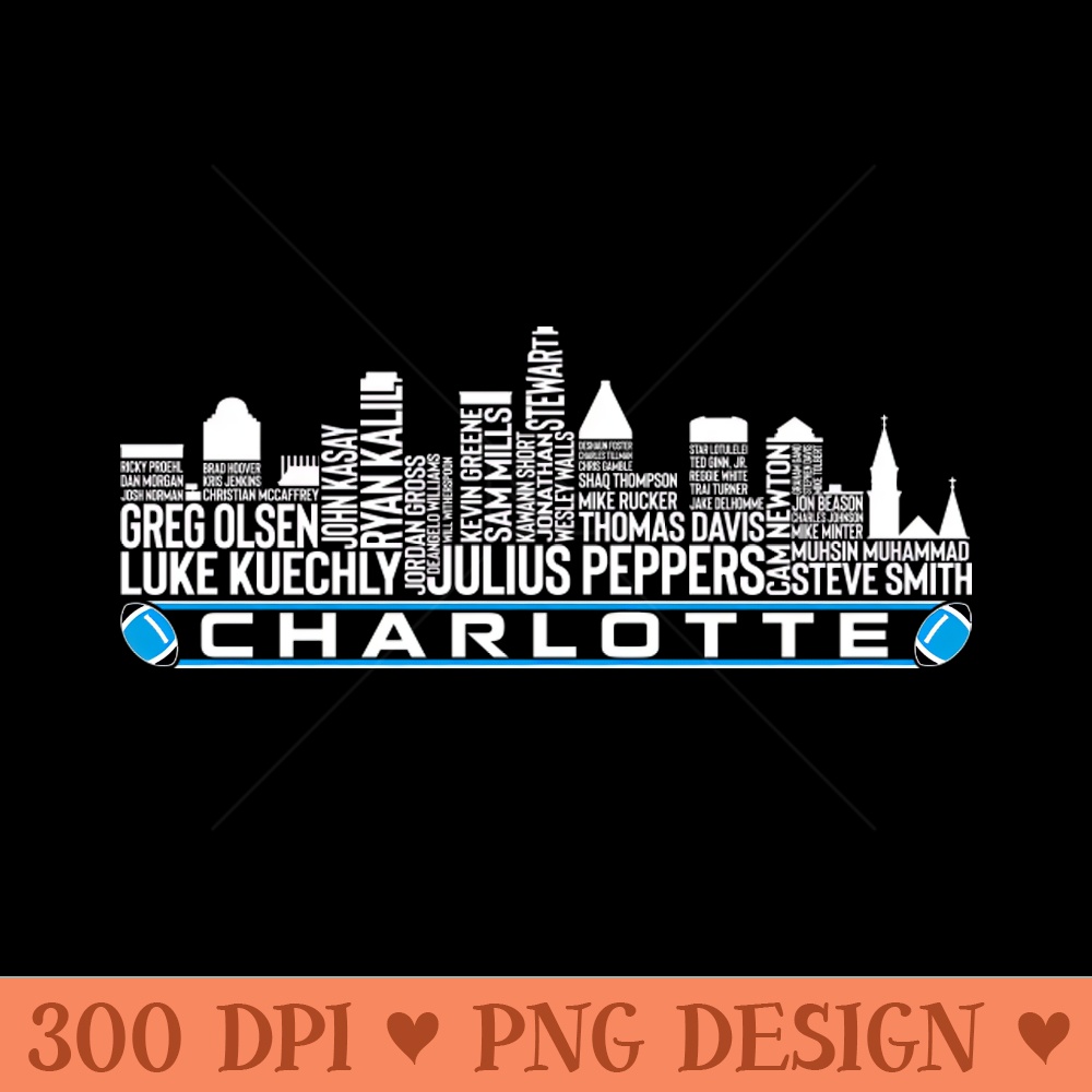 Carolina Football Team All Time Legends, Charlotte City Skyline - Transparent PNG File - Versatile And Customizable Designs