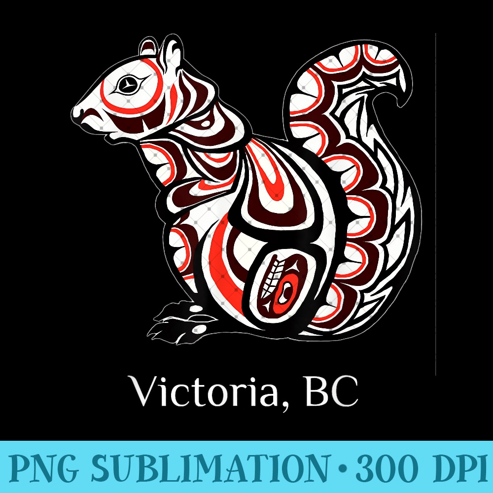 Native Tribal Squirrel PNW Victoria BC Canada - PNG Prints - Unlock Vibrant Sublimation Designs