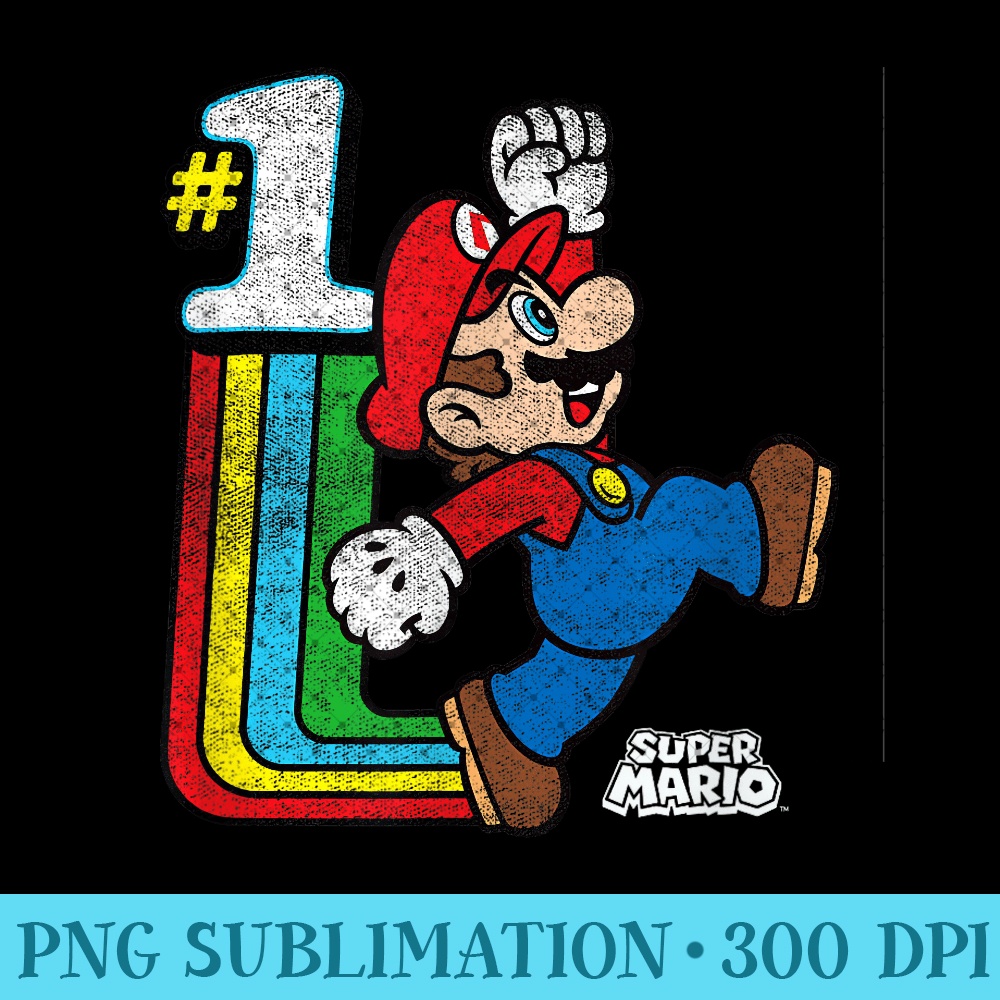 Super Mario Number One Rainbow Run Mario Arm Up - High Resolution PNG Designs - Premium Quality PNG Artwork