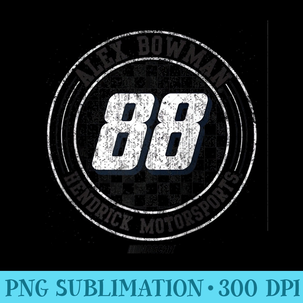 NASCAR - Alex Bowman - Checkered Circle Raglan Baseball - Sublimation PNG Designs - Perfect for Sublimation Art