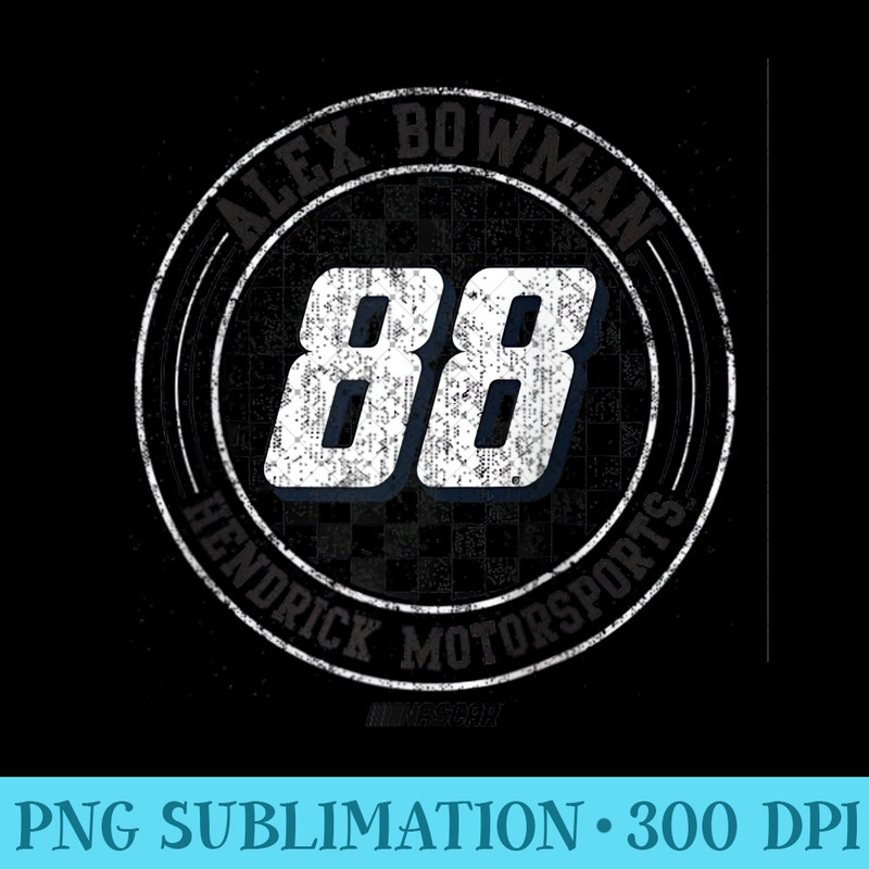 NASCAR - Alex Bowman - Checkered Circle Raglan Baseball - Sublimation PNG Designs - Perfect for Sublimation Art