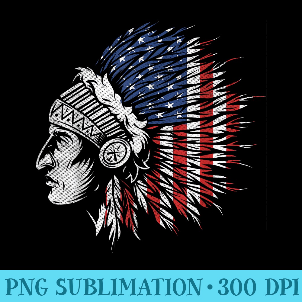 Native American Indian Flag Headdress - Unique Sublimation patterns - Easy-To-Print And User-Friendly Designs