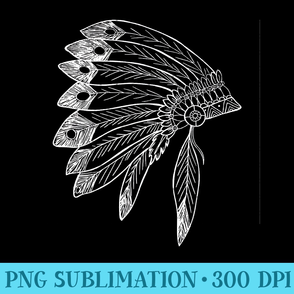 USA Native American Feather Headdress Native Indian - Digital PNG Downloads - Spice Up Your Sublimation Projects