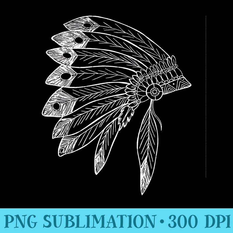 USA Native American Feather Headdress Native Indian - Digital PNG Downloads - Spice Up Your Sublimation Projects