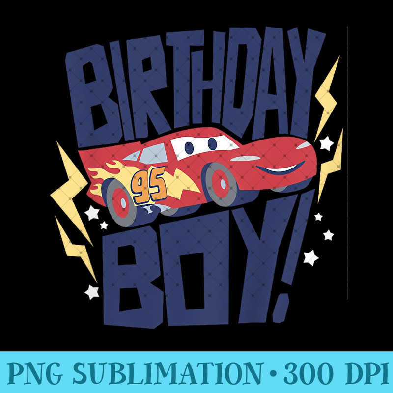 Disney Pixar Cars Birthday Lightning McQueen Retro Youth - Ready To Print PNG Designs - Perfect for Personalization