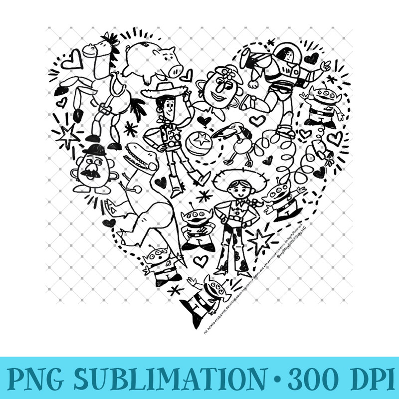 Womens Disney Pixar Toy Story Characters Heart Fill - Modern PNG designs - Perfect for Personalization