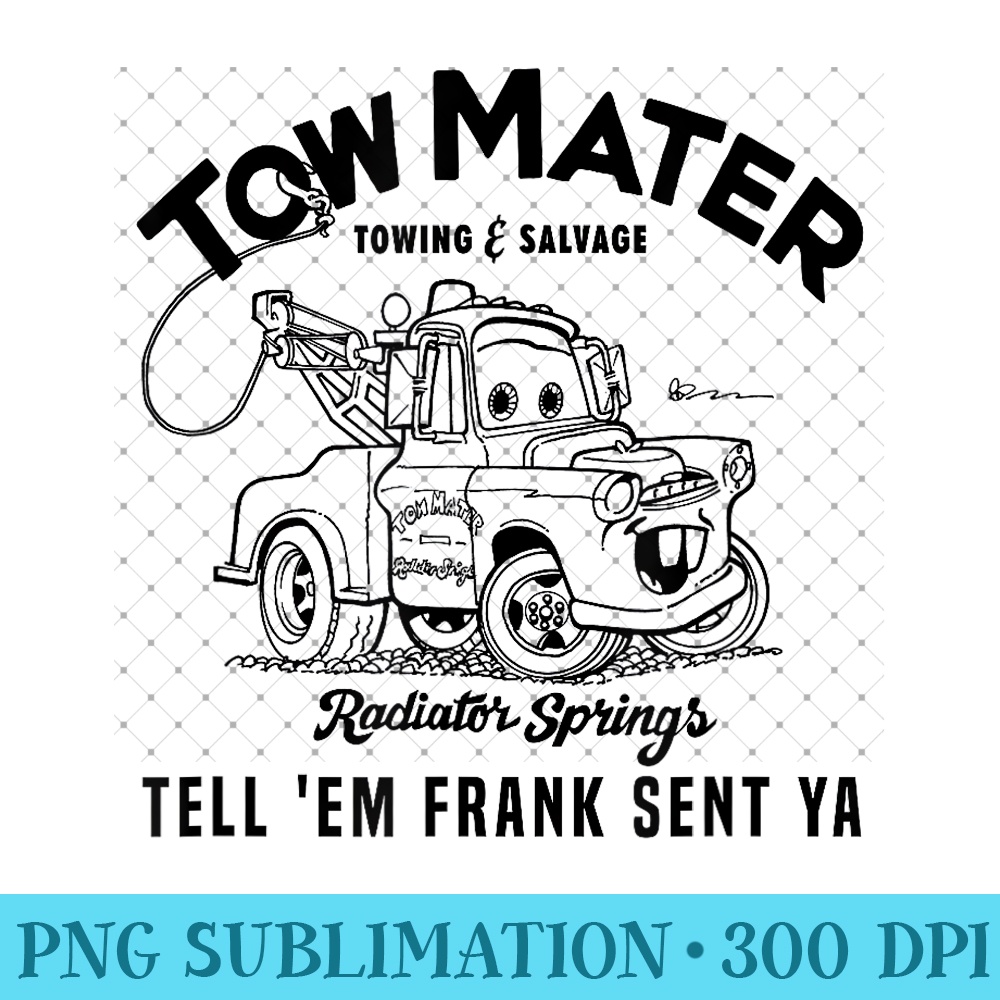 Disney Pixar Cars Tow Mater Towing & Salvage Outline Logo - Ready To Print PNG Designs - High Resolution And Print-Ready Designs
