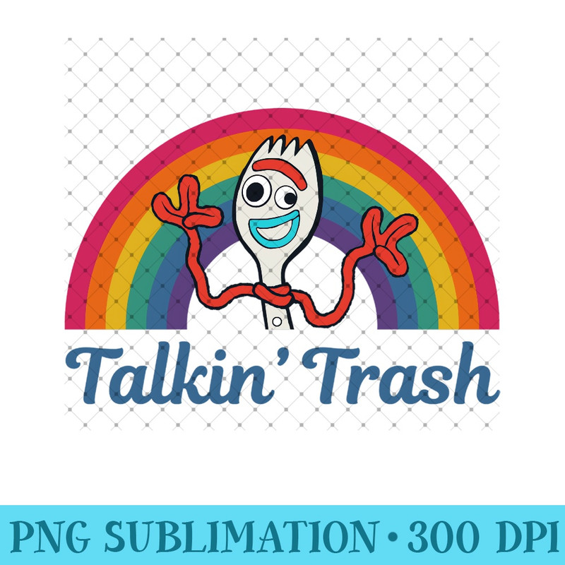 Disney Pixar Toy Story 4 Forky Talkin' Trash Rainbow Poster - High Quality PNG Files - Eco Friendly And Sustainable Digital Products