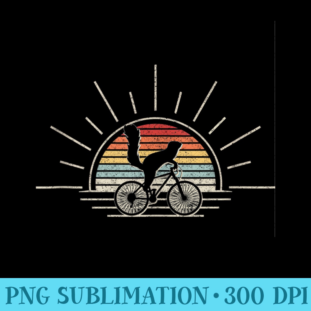 Squirrel Riding A Bicycle Retro Vintage Bike Squirrel - Unique Sublimation patterns - Premium Quality PNG Artwork