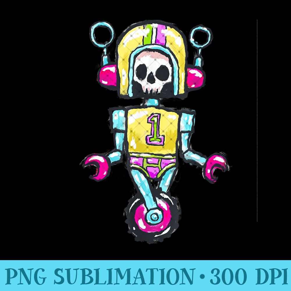 Unicycle Death Robot Stunt Racing Team Number One - PNG Prints - Perfect for Creative Projects
