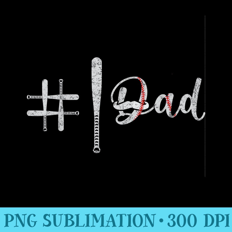 Mens #1 Dad T Number One Daddy Softball Baseball Dad - Unique PNG Artwork - Create with Confidence