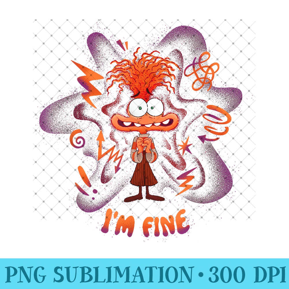 Disney Pixar Inside Out 2 I'm Fine Emotional Anxiety Poster - Unique PNG Artwork - Bold & Eye-catching