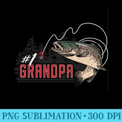 number one grandpa jumping trout outdoors graphic sweatshirt - mug sublimation png